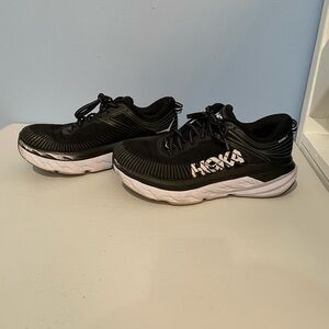 Hoka Bondi 7 Black and White Athletic Shoes